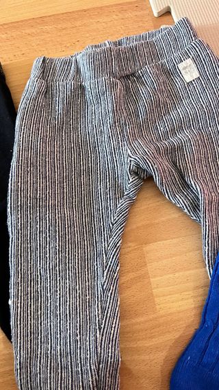 Pantalones niña 3 uds. negro y rayas y azul