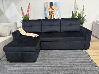 Sofá Cama Chaise Longue Negro