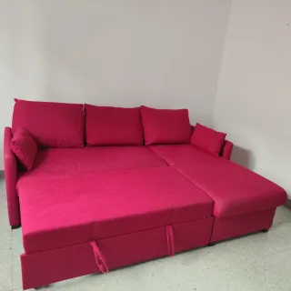 Sofá Cama Rosa con Arcón