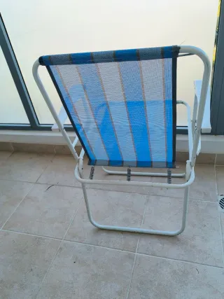 Cadeira de Praia Dobrável Azul e Branca