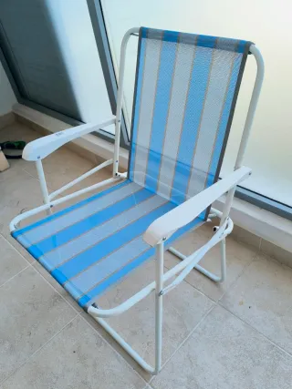 Cadeira de Praia Dobrável Azul e Branca