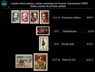 Sellos de Francia años 1966 y 1967 Usados