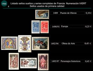 Sellos de Francia años 1966 y 1967 Usados