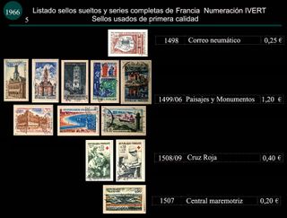 Sellos de Francia años 1966 y 1967 Usados