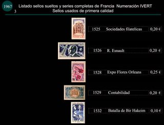 Sellos de Francia años 1966 y 1967 Usados