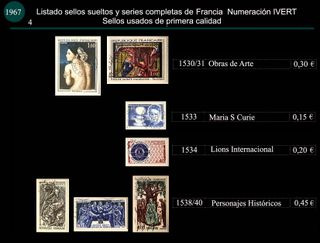 Sellos de Francia años 1966 y 1967 Usados