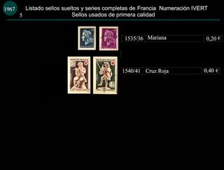 Sellos de Francia años 1966 y 1967 Usados