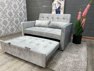 Sofá cama 132cm gris + cojines