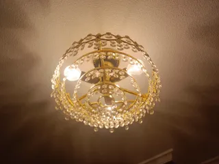 Lámpara dorada lágrimas cristal 3 bombillas