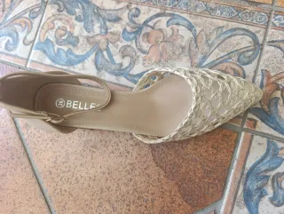 Zapatos Tacón Beige Calado Estilo Boho Nuevos