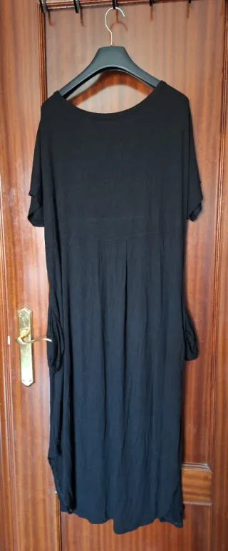 Vestido negro manga corta verano ancho