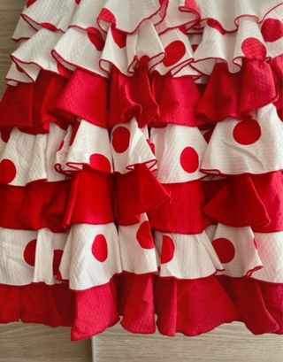 Falda flamenca lunares roja y blanca