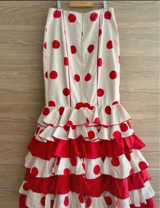 Falda flamenca lunares roja y blanca