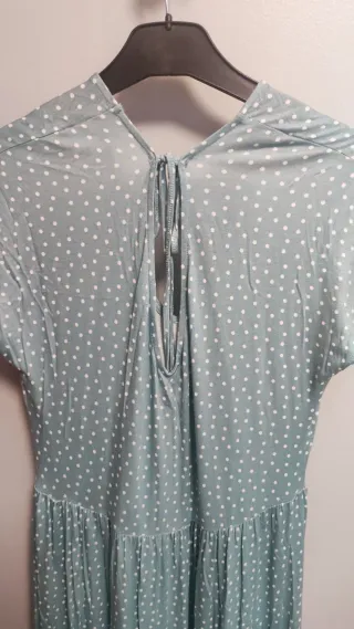 Vestido largo lunares verde y blanco