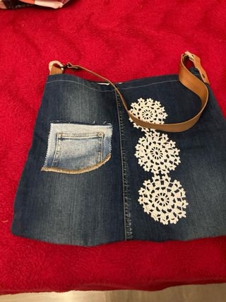 3 Bolsos de  tela vaquera hechos a mano