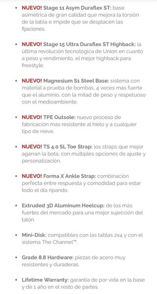 Fijaciones Snowboard Union Ultra Talla L