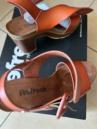 Sandali Refresh tacco platform cuoio