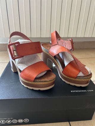 Sandali Refresh tacco platform cuoio