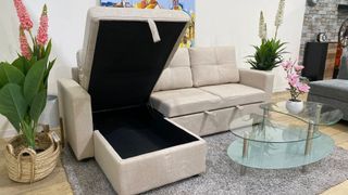Sofá chaise longue beige