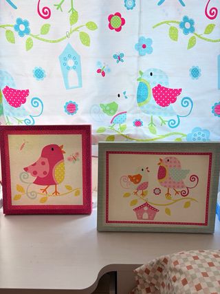 Cortina infantil pájaros y casitas