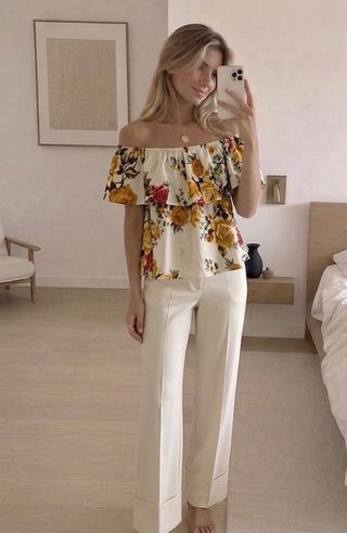 Blusa volante floral multicolor