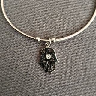 Pulsera Lotus Mano de Fátima Plata