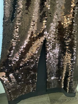 Falda Zara lentejuelas marrón y dorado