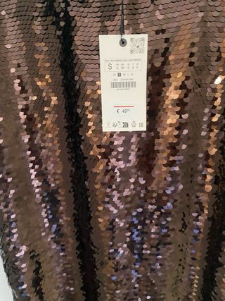 Falda Zara lentejuelas marrón y dorado