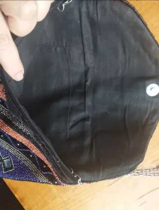 Bolso de fiesta bordado morado y naranja