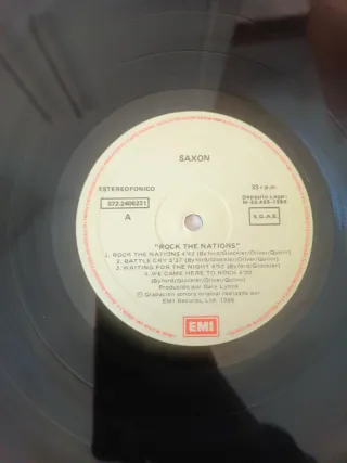 vinilo de Saxon - Rock the Nations (1986, edición