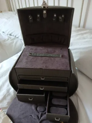 Joyero semi piel ovalado con espejo