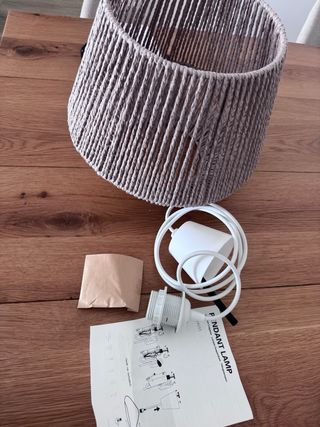 Lámpara Colgante Papel Trenzado Beige