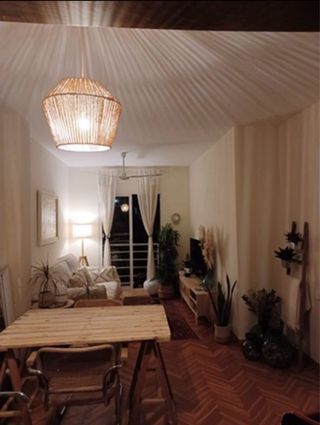 Lámpara Colgante Papel Trenzado Beige