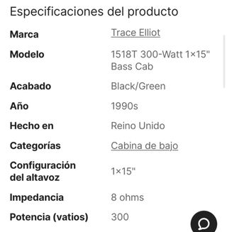 Pantalla Bajo Trace Elliot 1518t