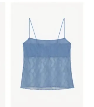Blusa EASY azul encaje tirantes