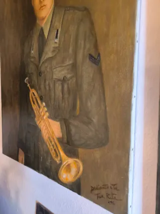 Antiguos 2 Cuadros Óleo Militar Vintage XX