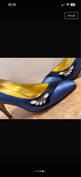 Scarpe eleganti raso bluette tacco 38.5