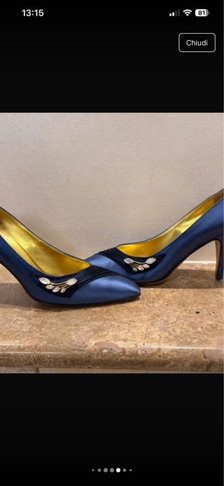 Scarpe eleganti raso bluette tacco 38.5