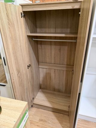 Armario 2 puertas madera y blanco