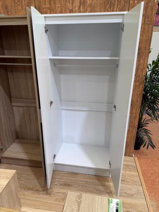 Armario 2 puertas madera y blanco