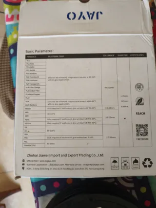 Filamento PLA JAYO Negro 1.75mm 1.1kg