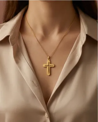 Crucifijo chapado en oro 18klt