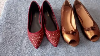 2 Pares Zapatos Talla 38 dorado y burdeos