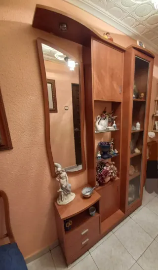 Mueble de entrada madera y cristal