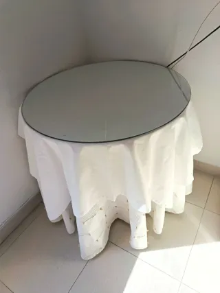 Mesa camilla redonda cristal y madera