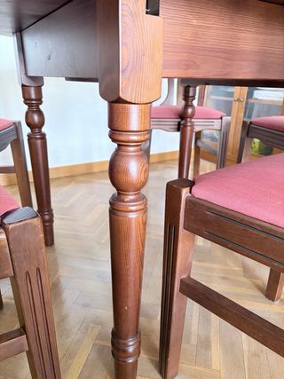 Mesa extensible madera y 5 sillas