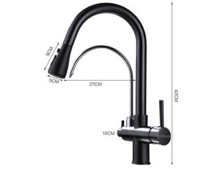 Grifo Cocina Negro Extraíble Dorado