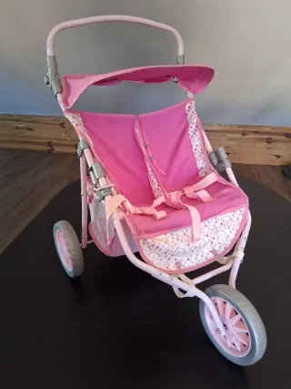 Carrito gemelar rosa
