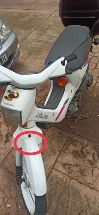 Honda Wallardo 50cc. Color blanco y morado.