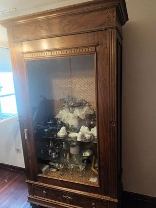 Mueble antiguo colonial vitrina madera